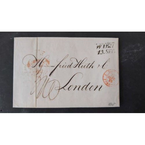 ÖSTERREICH 1845 AUSLANDS-Brief (Inhalt) WIEN nach LONDON. ROTSTEMPELN!