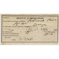 LOMBARDEI-VENETIEN 1865 RETOUR-RECEPISSE! Attraktiv! LOMBARDEI-VENETIEN 1865 RETOUR-RECEPISSE! Attraktiv!