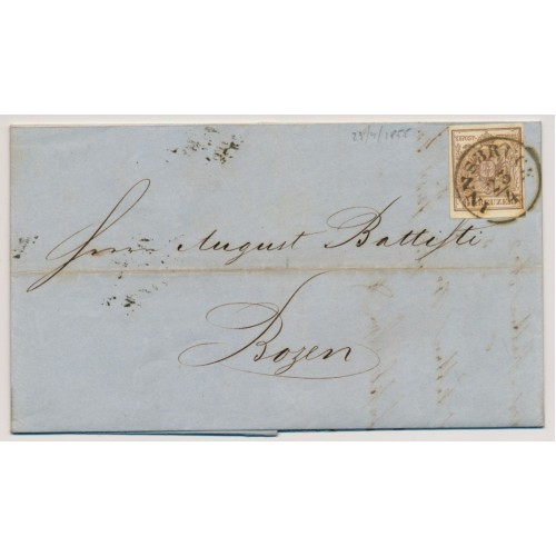 Österreich 1855 6kr Faltbrief, (Inhalt) INNSBRUCK (Tirol) nach Bozen.