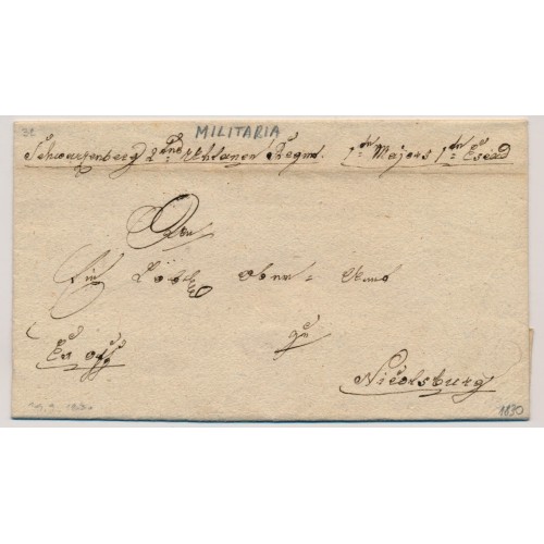 Österreich 1830 Brief-MILITARIA nach NIKOLSBURG. Attraktiv!