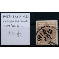 Österreich 1850 6kr BLASSRÖTHLICHBRAUN! DEUTHLICHER HOHLDRUCK! WIEN STRAKOSCH s