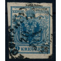 Österreich 1850 9kr, HP, Type II. UNTERLEGTER ADLER! RECOMMANDIRT/WIEN.