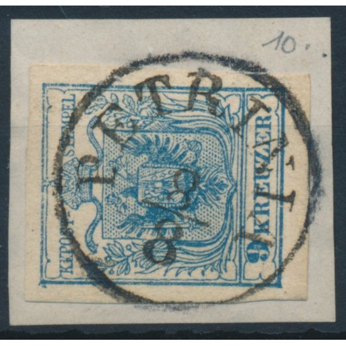 ÖSTERREICH 1850 9kr, MP, Type III. PETRINIA (Km) Mü:10P! Sehr schön!