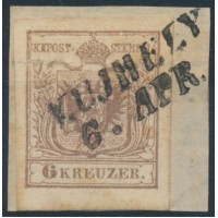 ÖSTERREICH 1850 6kr, MP, Type III. V.UJHELY (Ungarn) Mü:10P! Attraktiv!