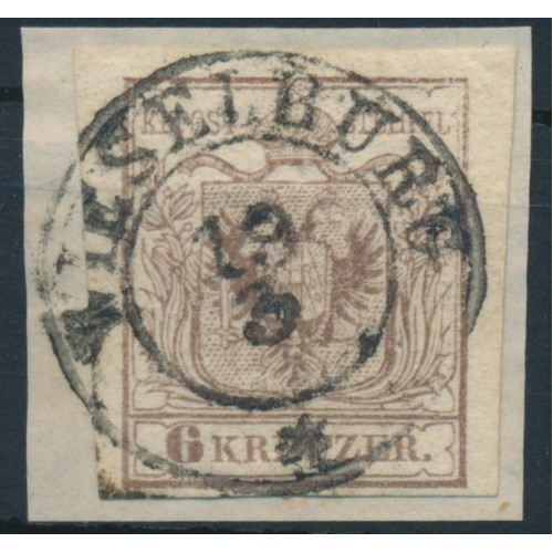 ÖSTERREICH 1850 6kr, HP, Type III. WIESELBURG (Ungarn)