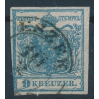 ÖSTERREICH 1850 9kr, HP, TYPE I.! RANDDRUCK! WASSERZEICHEN! ESZÉK. Schön!