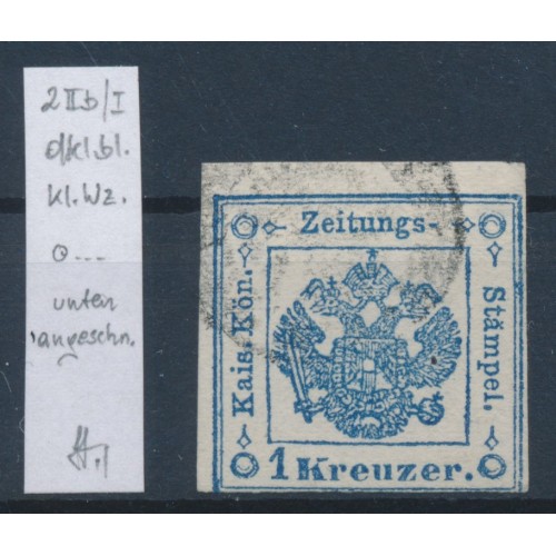 ÖSTERREICH 1850 1kr, DUNKELBLAU! Zeitungsstempelmarke, Type II.b/I. Wz! Bestimm.