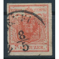 ÖSTERREICH 1850 3kr, FARBINTENSIV! Quadrill.P.! PLATTENFEHLER im 3! KLAGENFURTH