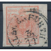 ÖSTERREICH 1850 3kr, HP, Type I. RAND:4,5-5mm! GROßES Wz! P.F.! KLAGENFURTH.