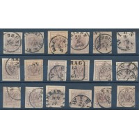 ÖSTERREICH 1850 18Stk.Marken! 6kr MASCHIENENPAPIERE! Schöne Farben/FARBVARIANTE!