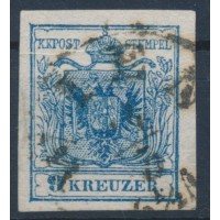 ÖSTERREICH 1850 9kr, HP, Type III. breitrandig. PAPIERFALTE! WIEN. Interessant!