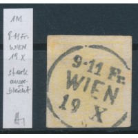 ÖSTERREICH 1850 1kr, gelb, MP, Type III. WIEN. STRAKOSCH Bestimmung! Attraktiv!