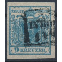 ÖSTERREICH 1850 9kr HP Type II. RANDDRUCK! GROßES Wz! ASCH/IN BÖHM. Schön!