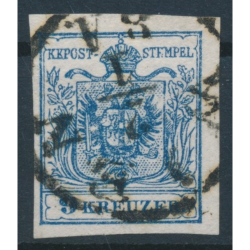 ÖSTERREICH 1850 9kr, HP, Type III. PLATTENFEHLERN:weiße Flecke im Wappen! WIEN