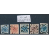 ÖSTERREICH 1850 5Stk.Marken! Alle HANDPAPIERE mit WASSERZEICHEN! Interessant!
