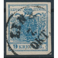 ÖSTERREICH 1850 9kr, HP, TYPE II.! QUADRILL.PAPIER! U.M.! P.F.! LINZ.