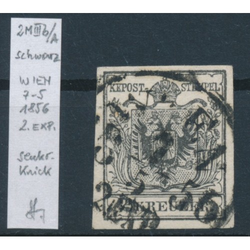 ÖSTERREICH 1850 2kr, MP Type III.b, Platte A, FEINSTDRUCK! WIEN/1856. Bestimmung ÖSTERREICH 1850 2kr, MP Type III.b, Platte A, FEINSTDRUCK! WIEN/1856. Bestimmung