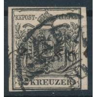 ÖSTERREICH 1850 2kr, schwarz, MP, Type III. WIEN+HANDSCHRIFT! Schön!