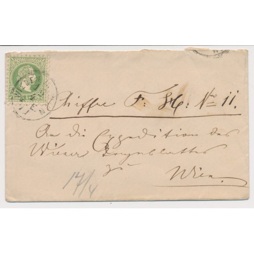ÖSTERREICH 1871 3kr, gelbgrün, ORTSBRIEF-Kuvert, WIEDEN IN WIEN Stempel. Schön! ÖSTERREICH 1871 3kr, gelbgrün, ORTSBRIEF-Kuvert, WIEDEN IN WIEN Stempel. Schön!