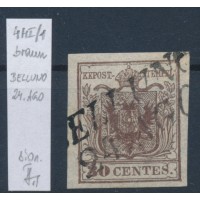 LOMBARDEI-VENETIEN 1850 30C, braun, HP, TYPE I. PLATTE 1! BELLUNO. STRAKOSCH Sig