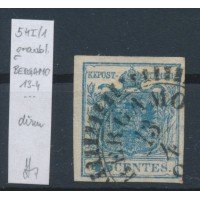 LOMBARDEI-VENETIEN 1850 45C, GRAUBLAU! HP, TYPE I.! Platte 1, BERGAMO. Bestimm.