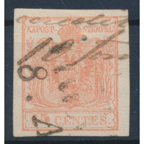 LOMBARDEI-VENETIEN 1850 15C, MP, Type III. GROSSES PAPIERKORN! HANDSCHRIFT! LOMBARDEI-VENETIEN 1850 15C, MP, Type III. GROSSES PAPIERKORN! HANDSCHRIFT!