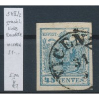 LOMBARDEI-VENETIEN 1850 45C, HP, TYPE II.! Platte 2, RANDDRUCK! VICENZA. Signum!