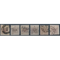 LOMBARDEI-VENETIEN 1850 6Stk.Marken! Alle 30C HANDPAPIERE! Schöne Farben!