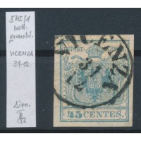 LOMBARDEI-VENETIEN 1850 45C, HP, TYPE I.! Platte 1, VICENZA. DATUM:31/12. Signum
