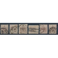 LOMBARDEI-VENETIEN 1850 6Stk.Marken! Alle 30C HANDPAPIERE! Schöne FARBVARIANTE!