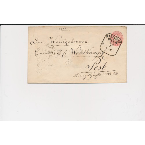 ÖSTERREICH 186. 5kr GA-Umschlag, MARIAHILF/WIEN nach PESTH. Schön! ÖSTERREICH 186. 5kr GA-Umschlag, MARIAHILF/WIEN nach PESTH. Schön!