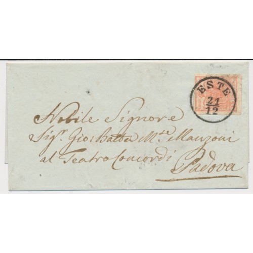 LOMBARDEI-VENETIEN 185. 15C HP, Type III. Brief, ESTE nach PADOVA. Schön! LOMBARDEI-VENETIEN 185. 15C HP, Type III. Brief, ESTE nach PADOVA. Schön!