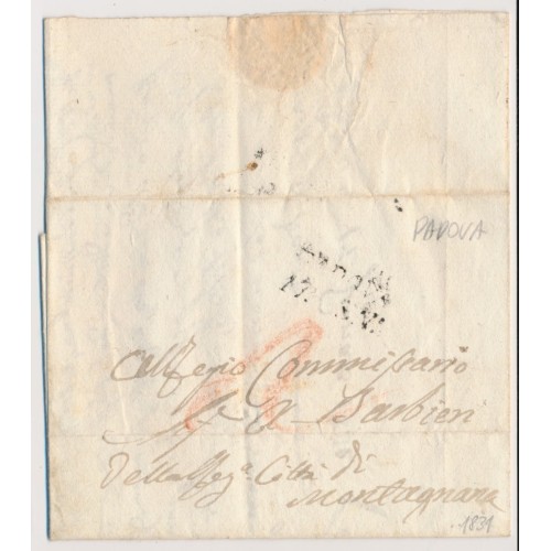 LOMBARDEI-VENETIEN 1831 Brief (Inhalt, Wz!) 30C SIGNETTE! PADOVA nach MONTAGNANA LOMBARDEI-VENETIEN 1831 Brief (Inhalt, Wz!) 30C SIGNETTE! PADOVA nach MONTAGNANA