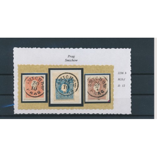 ÖSTERREICH 1858 3Stk.Mare! SMICHOW/PRAG (B) Mü:12P! Schön!