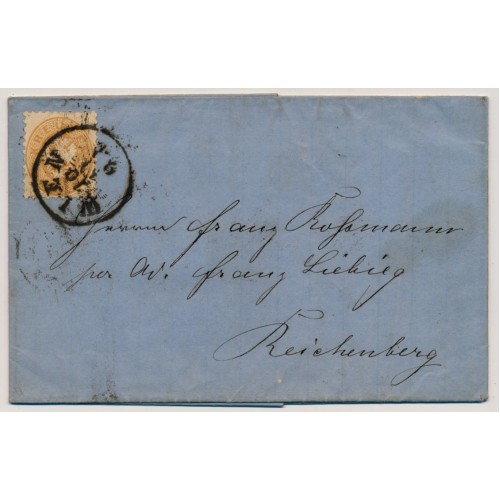 ÖSTERREICH 186. 15kr, Brief (Inhalt) WIEN nach REICHENBERG. Interessant!