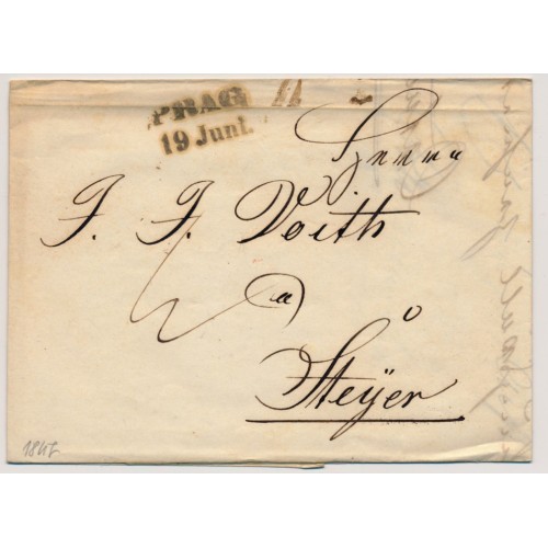 ÖSTERREICH 1847 Brief (Inhalt) PRAG nach STEYR. Schön!
