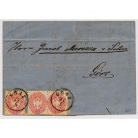 ÖSTERREICH 1865 3*5kr, Brief (Inhalt) GRAZ nach GÖRZ. Attraktiv!