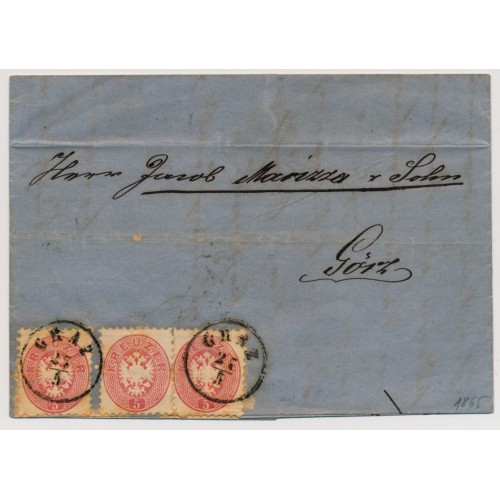 ÖSTERREICH 1865 3*5kr, Brief (Inhalt) GRAZ nach GÖRZ. Attraktiv! ÖSTERREICH 1865 3*5kr, Brief (Inhalt) GRAZ nach GÖRZ. Attraktiv!
