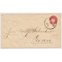 ÖSTERREICH 186. 5kr GA-Umschlag, WIEN nach UNGARN! Nach GRAN. Schön!