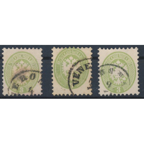 LOMBARDEI-VENETIEN 1864 3Stk.Marke! 3sld. Grün, FARBTÖNE! Interessant! LOMBARDEI-VENETIEN 1864 3Stk.Marke! 3sld. Grün, FARBTÖNE! Interessant!