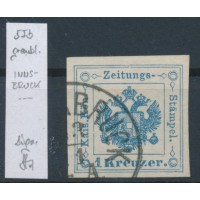 ÖSTERREICH 1kr, graublau, Zeitungsstempelmarke, Type I.b, INNSBRUCK (Tirol) Sig.
