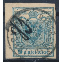 ÖSTERREICH 1850 9kr, MP, Type III. BISTRITZ in SIEBENB: (Sb)+HANDSCHRIFT! Schön!