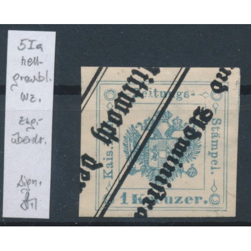ÖSTERREICH 1kr, Zeitungsstempelmarke, Type I.a, Wz! Zeitungsüberdruck! Signum!