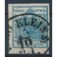 ÖSTERREICH 1850 9kr HP Type II.! RANDDRUCK rechts! PAPIERKORN! P.F.! PRAG KLEINS