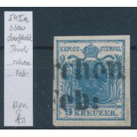 ÖSTERREICH 1850 9kr, blau, HP, Type II.a, UNTERLEGTE MITTE! 'Weisskirchen' Sig.