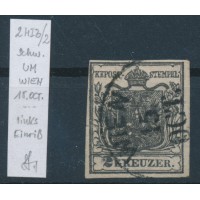 ÖSTERREICH 1850 2kr, schwarz (dkl.schwarzgrau) U.M.! P.F.! WIEN. Bestimmung!