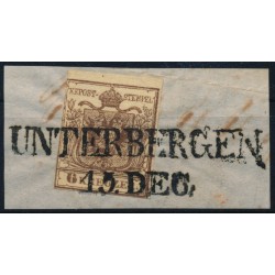 ÖSTERREICH 1850 6kr, HP, Type III. RANDDRUCK! UNTERBERGEN (K) Mü:12P!