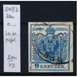 ÖSTERREICH 1850 9kr, blau, MP, Type III.b, PLATTENFEHLER! Dr.Ferchenbauer Signum