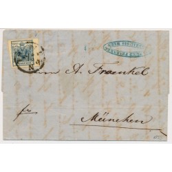 ÖSTERREICH 1853 9kr, RAND:5mm! AUSLANDS-Brief (Inhalt) WIEN nach MÜNCHEN.