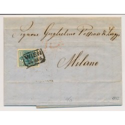 ÖSTERREICH 1852 9kr, ÜBERFÄRBTER DRUCK! Brief (Inhalt) WIEN nach MILANO. Schön!